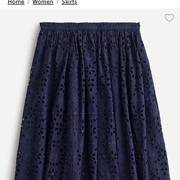 J. Crew Navy Embroidered Eyelet Lace MIDI Full Skirt NWT SZ 10! - Picture 10 of 11